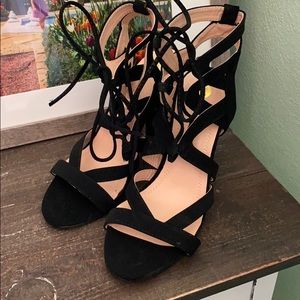 Black strap heels